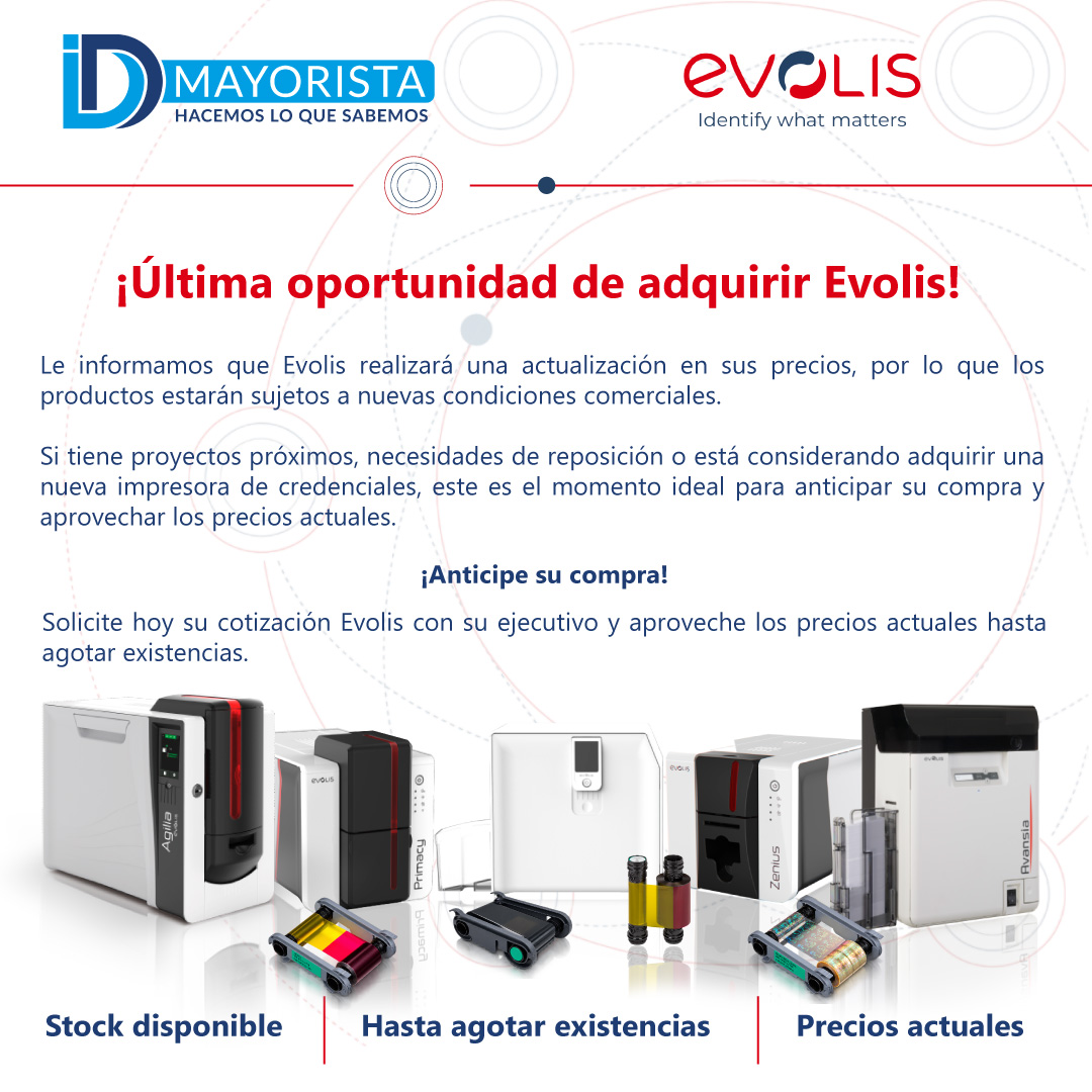 Cambio de precios Evolis ID Mayorista