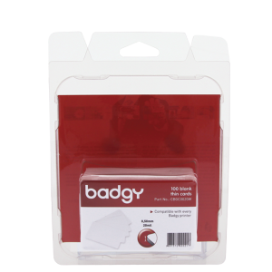 KIT BADGY TARJETAS PVC BLANCO .020" (100 Tarjetas blancas de PVC 20 mil.)