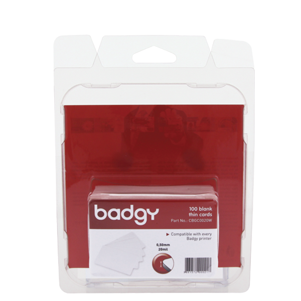 KIT BADGY TARJETAS PVC BLANCO .020" (100 Tarjetas blancas de PVC 20 mil.)