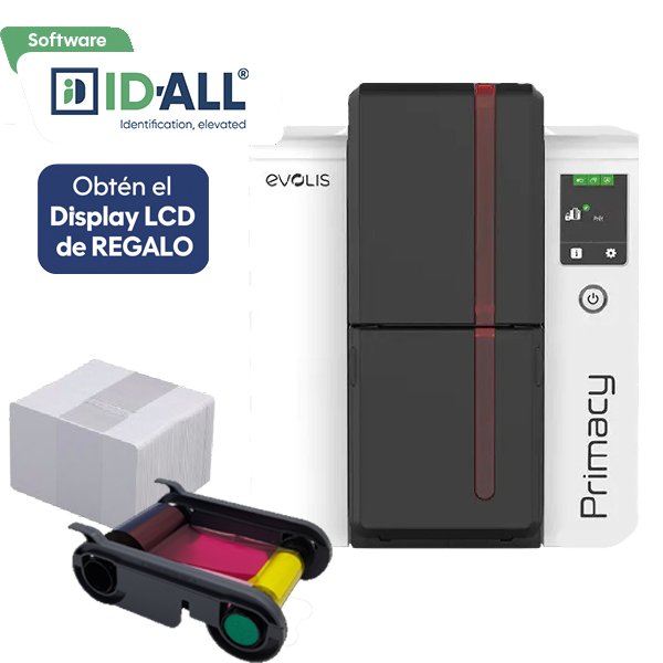 Combo Evolis Primacy 2 Duplex con pantalla LCD táctil, ribbon y software ID-ALL