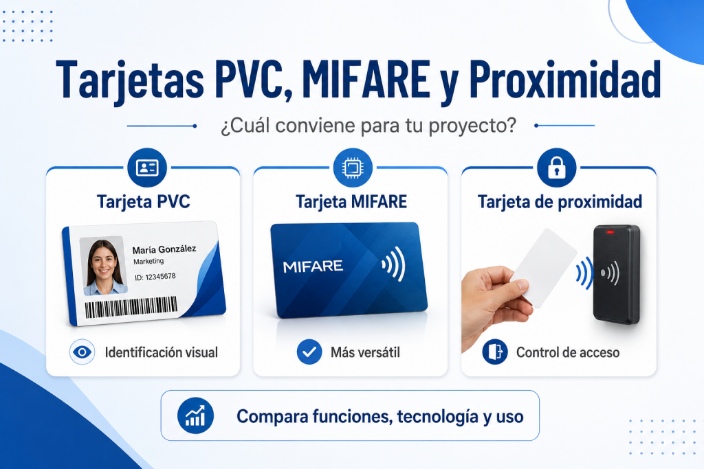 Diferencia entre tarjetas PVC, MIFARE y proximidad: cuál elegir para tu proyecto