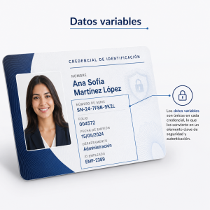 Elementos de seguridad en tarjetas PVC Datos Variables