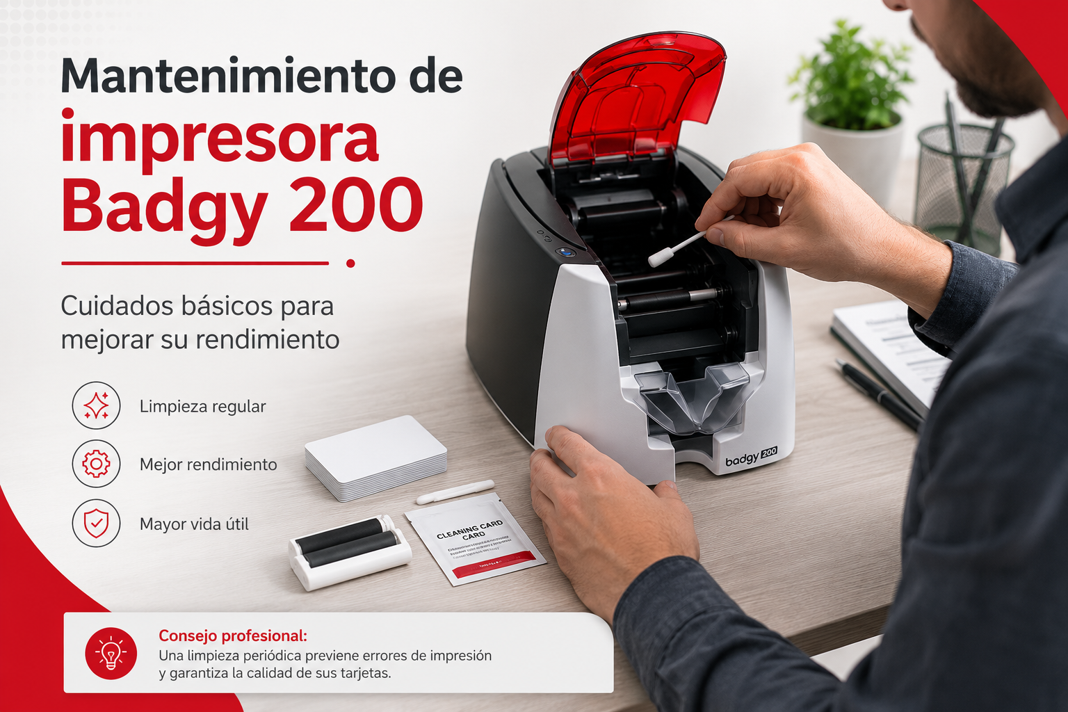 Mantenimiento de impresora Badgy 200 cómo cuidar tu equipo para imprimir mejor
