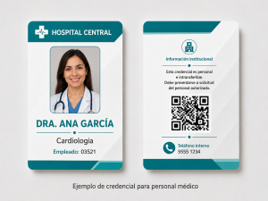 Ejemplo de credencial para personal médico