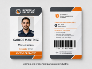 Ejemplo de credencial para una planta industrial