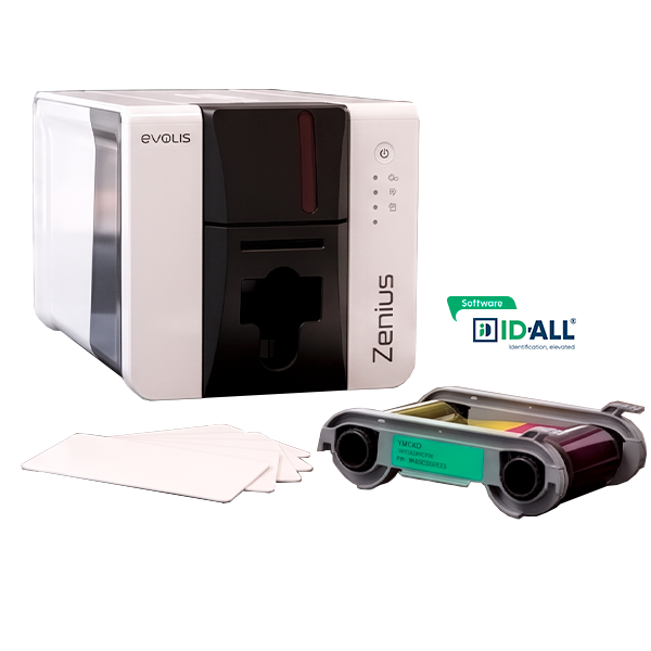 Paquete Evolis Zenius Classic - ID All Starter - R5F202A100 - 100 Tarjetas PVC