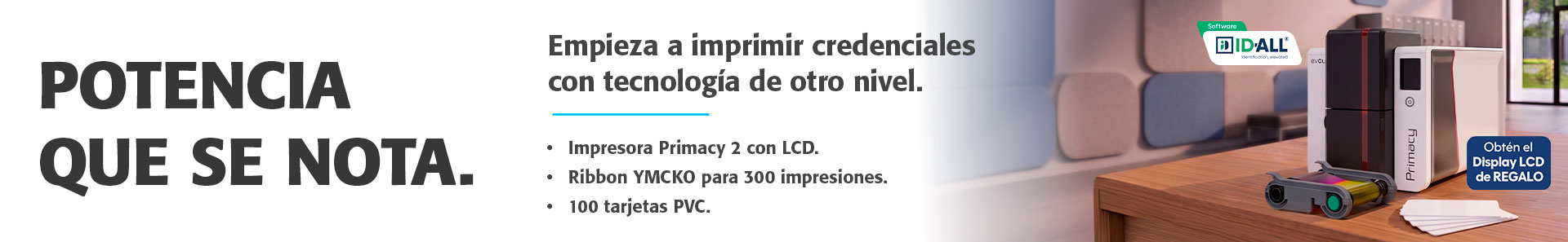 Combo Impresora Evolis Primacy 2 con Pantalla LCD Táctil, Software ID-ALL y ribbon R5F208A100
