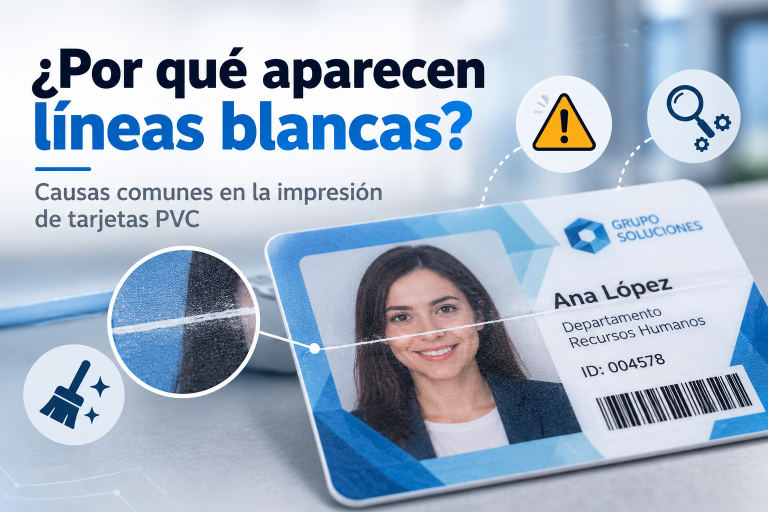 ¿Por qué aparecen líneas blancas al imprimir tarjetas PVC?