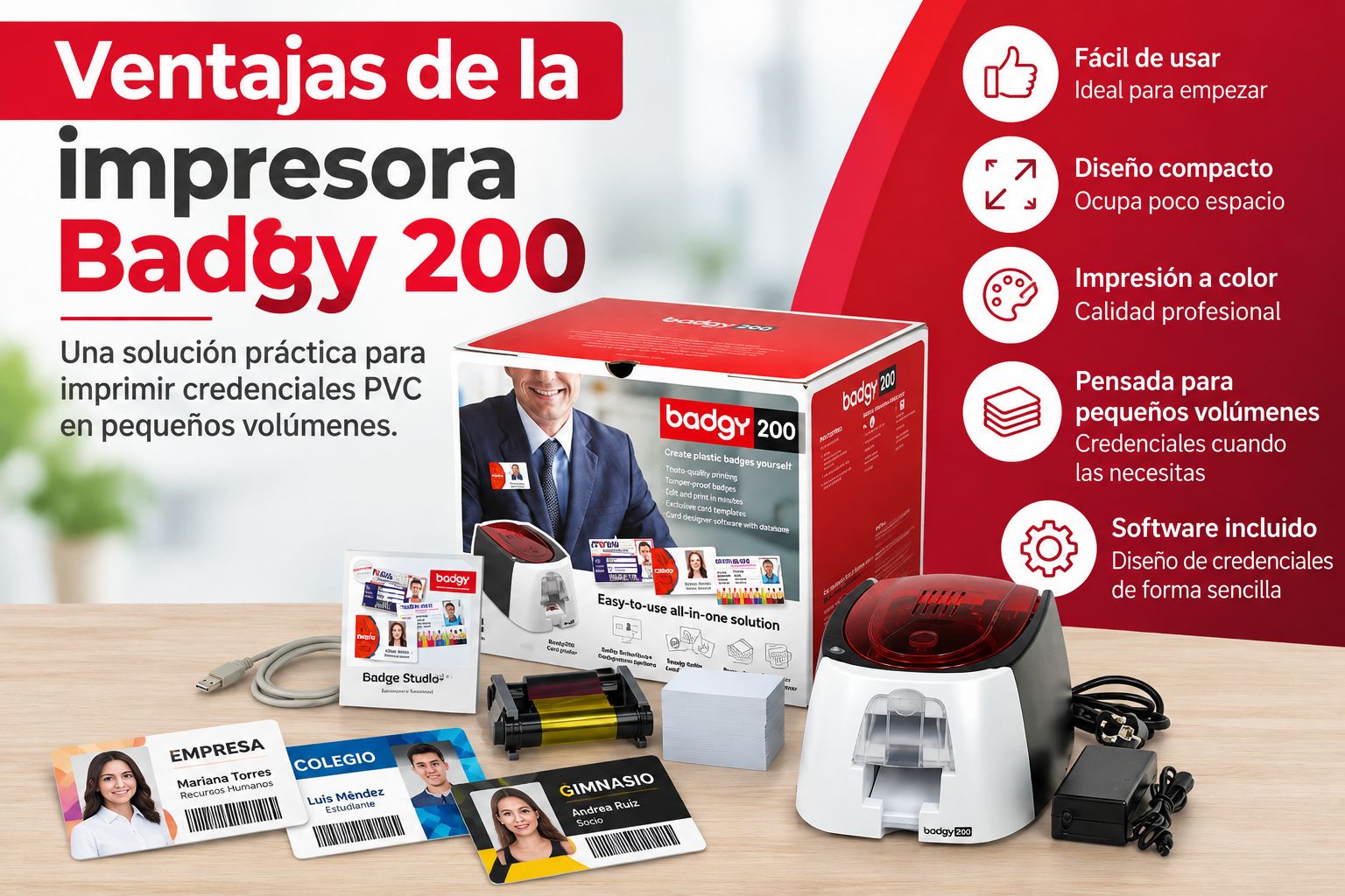 Ventajas de la impresora Badgy 200 para imprimir credenciales PVC